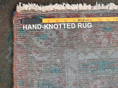 Vintage hand-knotted wool runner in Overdyed & Chocolate Brown, 3'8" x 9'3" — SKU O081872 (view 7)