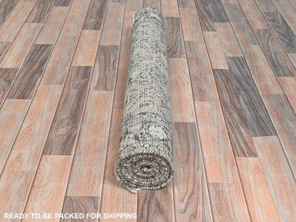 Beige 3'5" x 9'2" Vintage Hand knotted Wool Rug - Sku: O081883