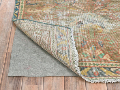 Brown 3'0" x 10'1" Vintage Hand knotted Wool Rug - Sku: O081896