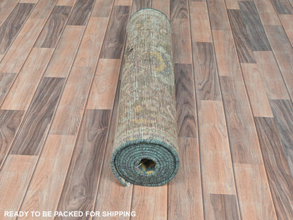 Brown 3'0" x 10'1" Vintage Hand knotted Wool Rug - Sku: O081896