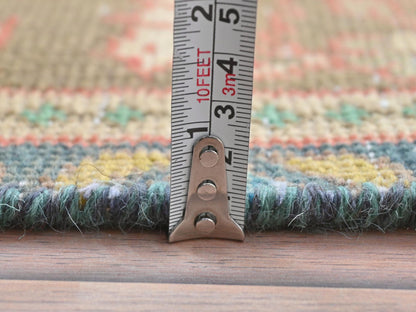 Brown 3'0" x 10'1" Vintage Hand knotted Wool Rug - Sku: O081896