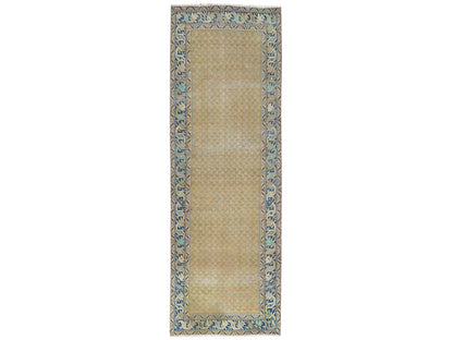 Brown 3'3" x 9'9" Vintage Hand knotted Wool Rug - Sku: O081897
