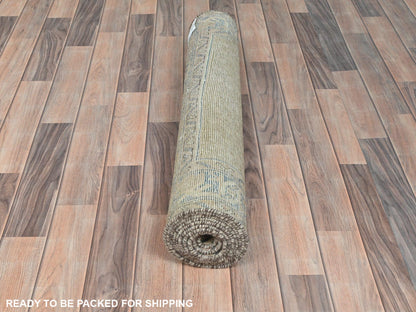 Brown 3'3" x 9'9" Vintage Hand knotted Wool Rug - Sku: O081897