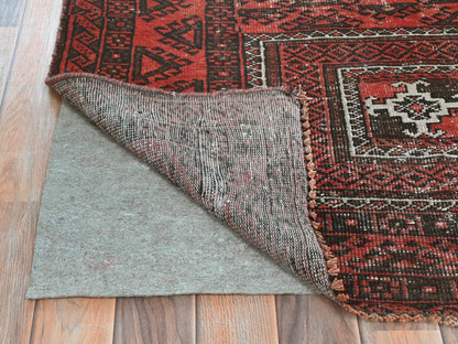 Baluch Vintage hand-knotted wool rug in Red & Chocolate Brown, 3'7" x 6'5" — SKU O081925 (view 3)