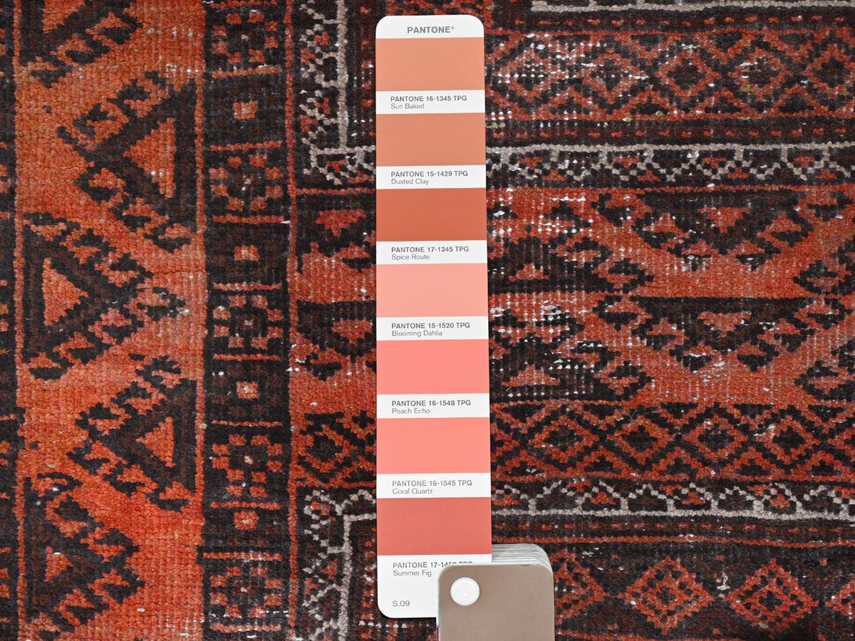 Baluch Vintage hand-knotted wool rug in Red & Chocolate Brown, 3'7" x 6'5" — SKU O081925 (view 4)