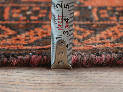 Baluch Vintage hand-knotted wool rug in Red & Chocolate Brown, 3'7" x 6'5" — SKU O081925 (view 6)
