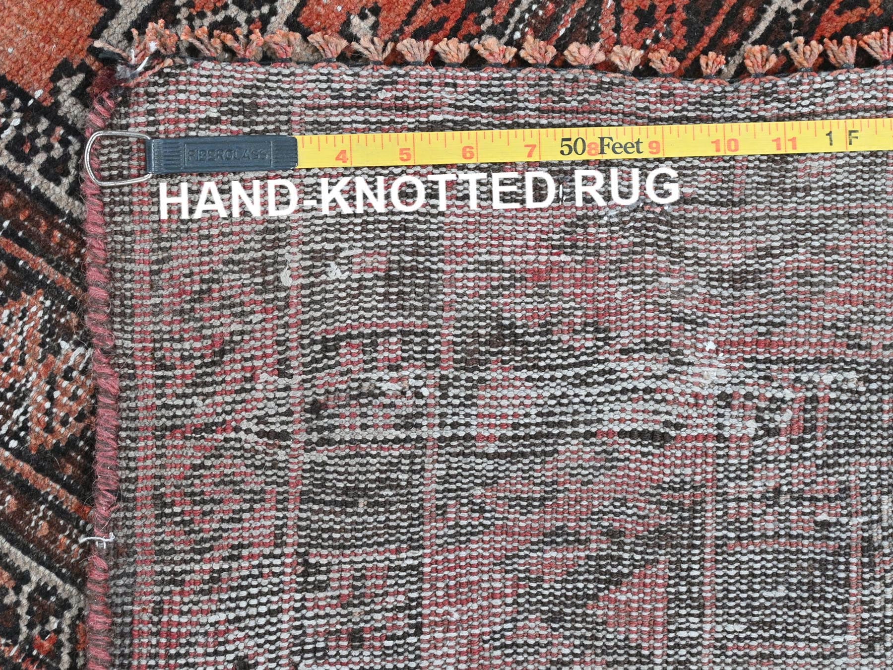 Baluch Vintage hand-knotted wool rug in Red & Chocolate Brown, 3'7" x 6'5" — SKU O081925 (view 7)