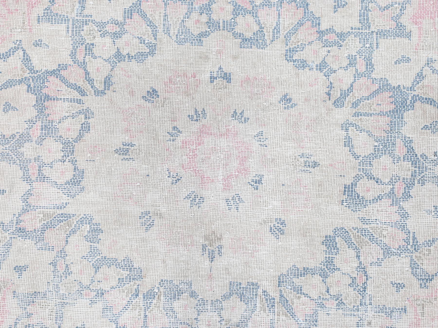 Kerman Persian hand-knotted worn wool rug in Pink & Blue, 8'5" x 11'9" — SKU O081930 (view 8)