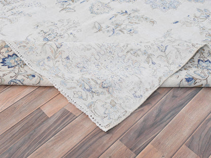 Kerman Persian hand-knotted worn wool rug in Ivory, 6'9" x 10'1" — SKU O081941 (view 7)