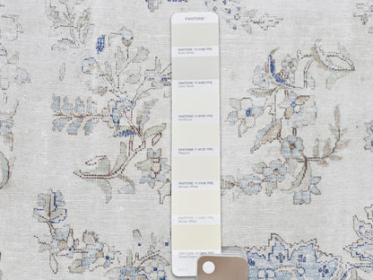 Kerman Persian hand-knotted worn wool rug in Ivory, 6'9" x 10'1" — SKU O081941 (view 8)