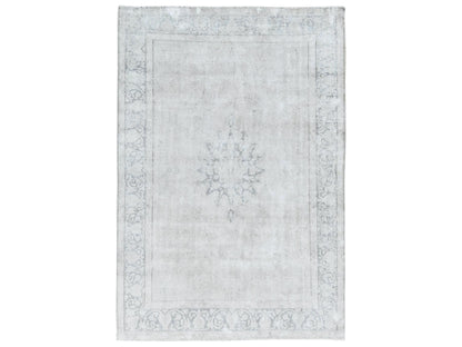 Ivory 6'4" x 9'3" Persian Hand knotted Wool Rug - Sku: O081944