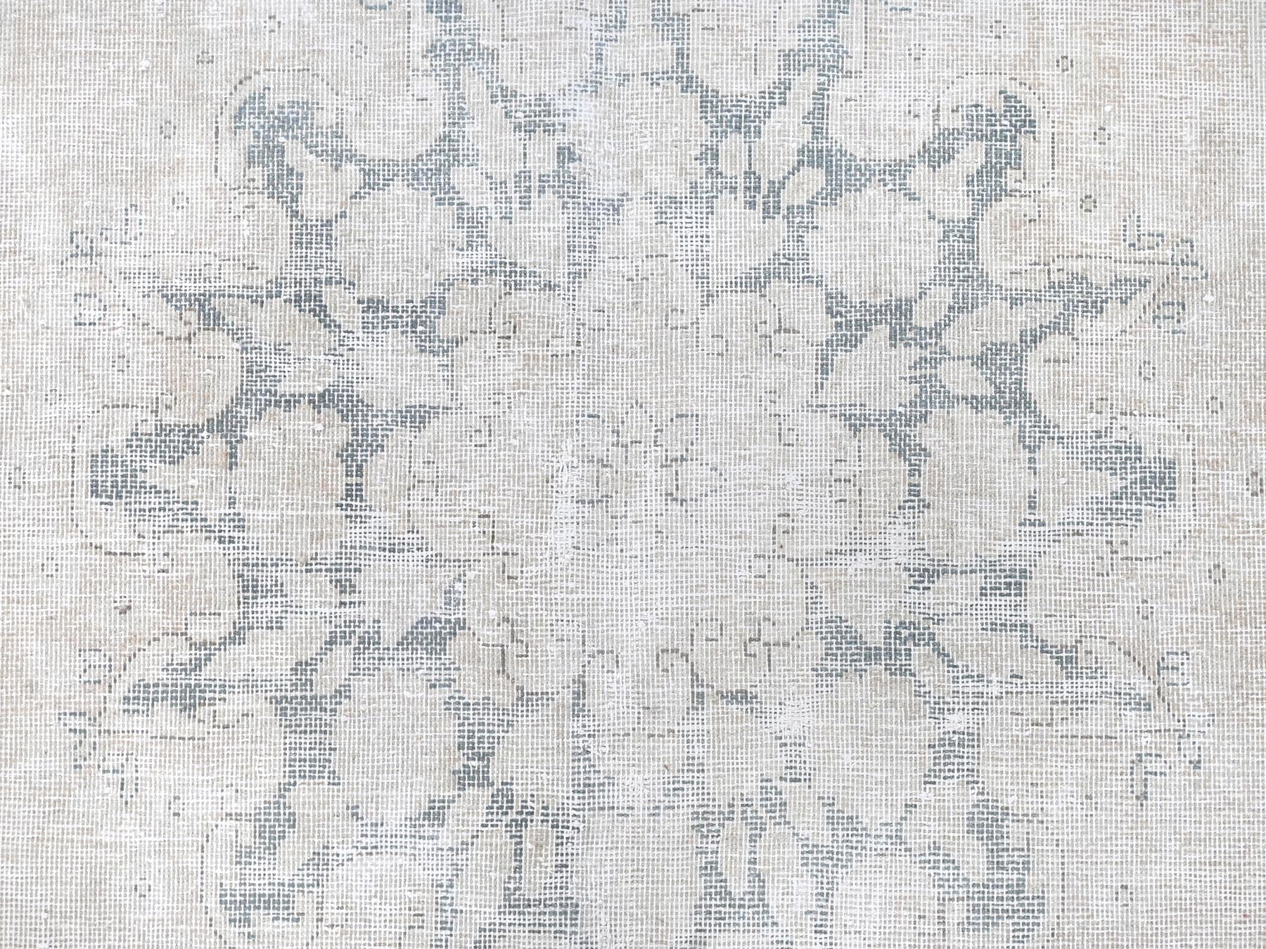 Kerman Persian hand-knotted worn wool rug in Ivory, 6'4" x 9'3" — SKU O081944 (view 9)