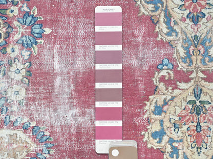 Kerman Persian hand-knotted worn wool rug in Red & Navy Blue, 3'9" x 7' — SKU O081946 (view 4)