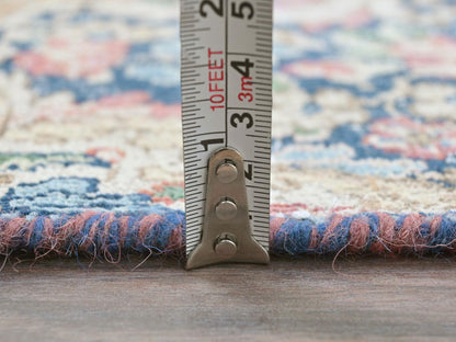 Kerman Persian hand-knotted worn wool rug in Red & Navy Blue, 3'9" x 7' — SKU O081946 (view 6)