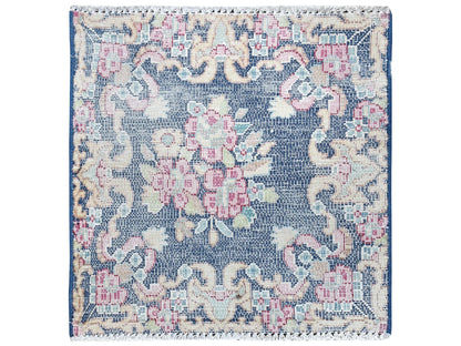 Blue 1'6" x 1'7" Vintage Hand knotted Wool Rug - Sku: O081948