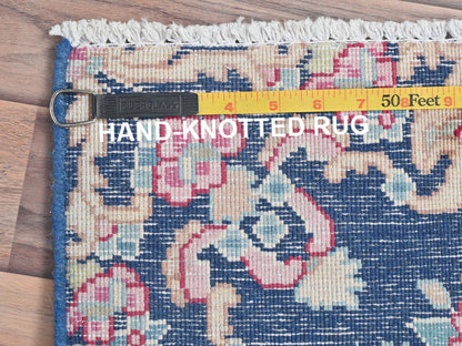 Blue 1'6" x 1'7" Vintage Hand knotted Wool Rug - Sku: O081948