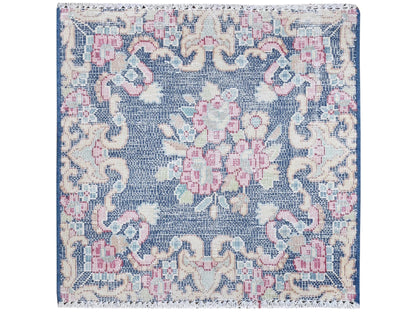 Blue 1'6" x 1'7" Vintage Hand knotted Wool Rug - Sku: O081950