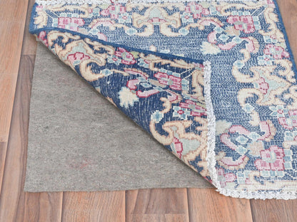 Blue 1'6" x 1'7" Vintage Hand knotted Wool Rug - Sku: O081950