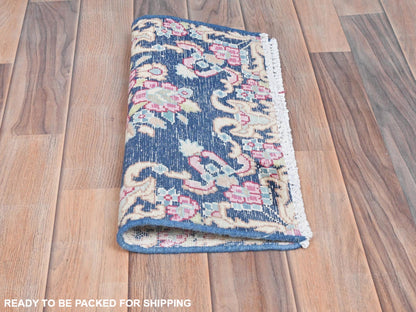 Blue 1'6" x 1'7" Vintage Hand knotted Wool Rug - Sku: O081950