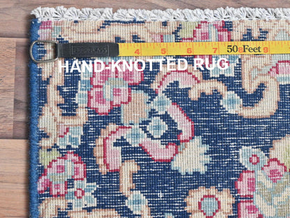 Blue 1'6" x 1'7" Vintage Hand knotted Wool Rug - Sku: O081950