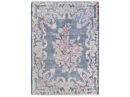 Blue 1'6" x 2'1" Vintage Hand knotted Wool Rug - Sku: O081954