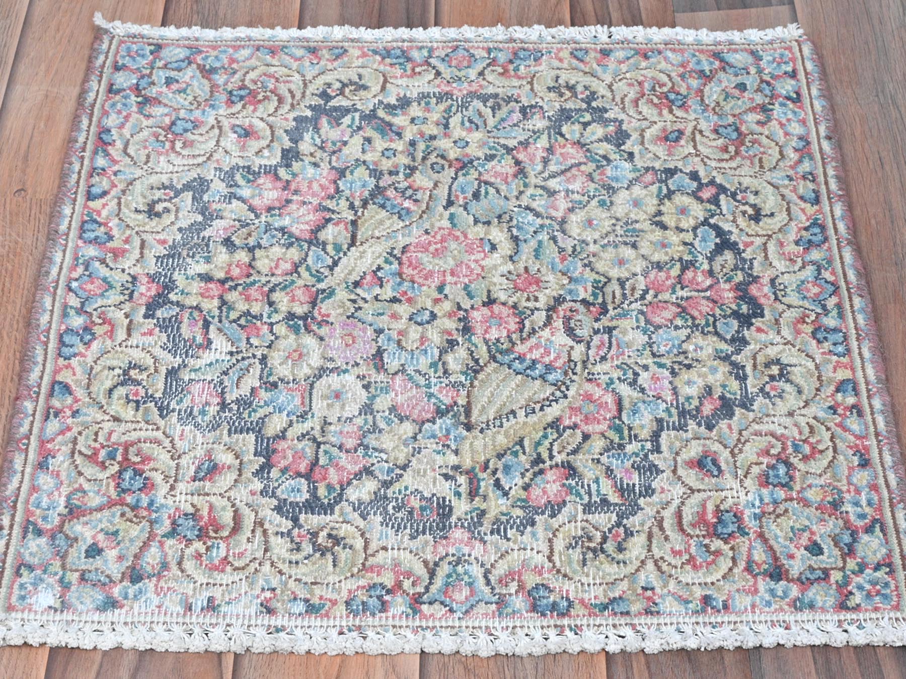 Kerman Vintage hand-knotted worn wool rug in Multicolored, 1'8" x 1'8" — SKU O081956 (view 2)
