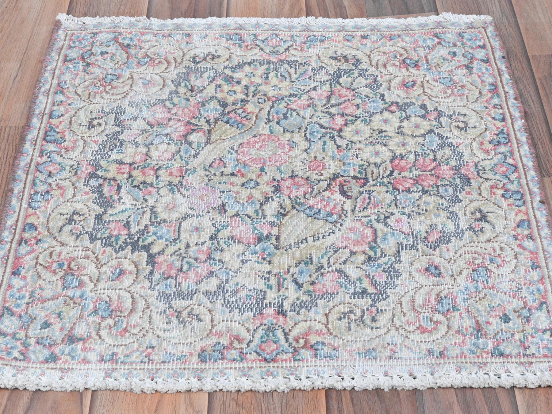 Kerman Vintage hand-knotted worn wool rug in Multicolored, 1'8" x 1'9" — SKU O081957 (view 2)