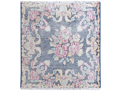 Blue 1'5" x 1'6" Vintage Hand knotted Wool Rug - Sku: O081958