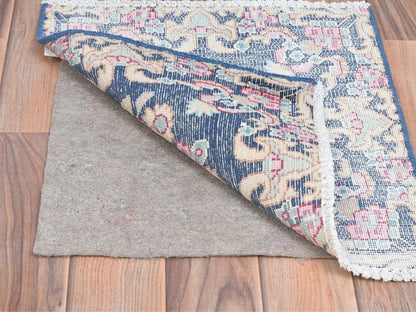 Blue 1'5" x 1'6" Vintage Hand knotted Wool Rug - Sku: O081958