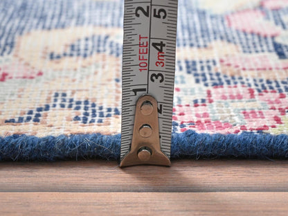 Blue 1'5" x 1'6" Vintage Hand knotted Wool Rug - Sku: O081958