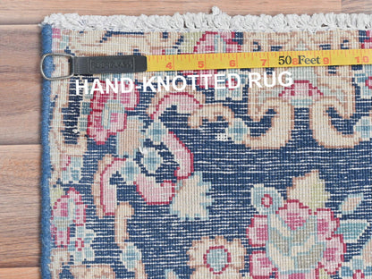 Blue 1'5" x 1'6" Vintage Hand knotted Wool Rug - Sku: O081958