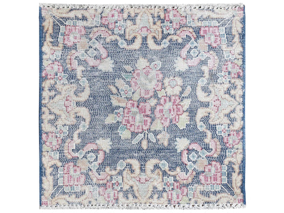 Blue 1'7" x 1'7" Vintage Hand knotted Wool Rug - Sku: O081959