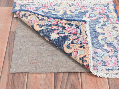 Blue 1'7" x 1'7" Vintage Hand knotted Wool Rug - Sku: O081959