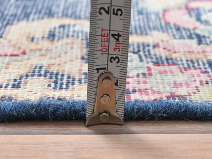 Blue 1'7" x 1'7" Vintage Hand knotted Wool Rug - Sku: O081959