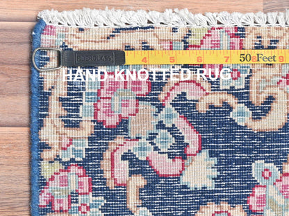 Blue 1'7" x 1'7" Vintage Hand knotted Wool Rug - Sku: O081959