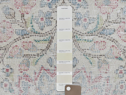 Kerman Persian hand-knotted worn wool rug in Ivory & Blue, 1'10" x 2'6" — SKU O081964 (view 4)