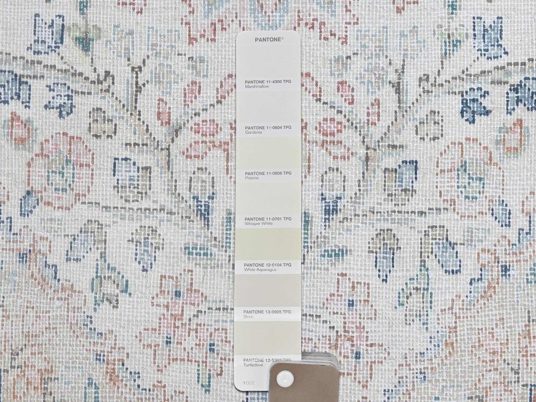 Kerman Persian hand-knotted worn wool rug in Ivory & Blue, 2' x 2'10" — SKU O081965 (view 4)