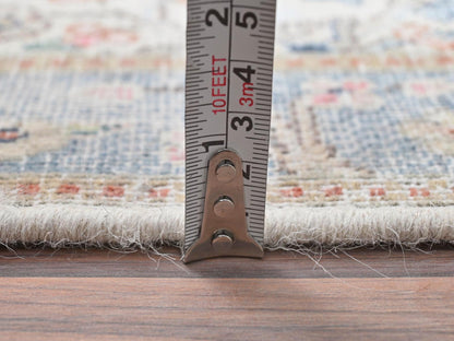 Kerman Persian hand-knotted worn wool rug in Ivory & Blue, 2' x 2'10" — SKU O081965 (view 6)