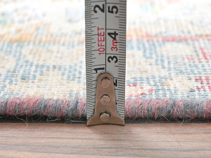 Kerman Vintage hand-knotted worn wool rug in Ivory & Blue, 1'9" x 2'9" — SKU O081969 (view 6)
