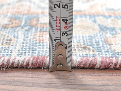 Kerman Vintage hand-knotted worn wool rug in Ivory & Blue, 2' x 2'9" — SKU O081973 (view 6)