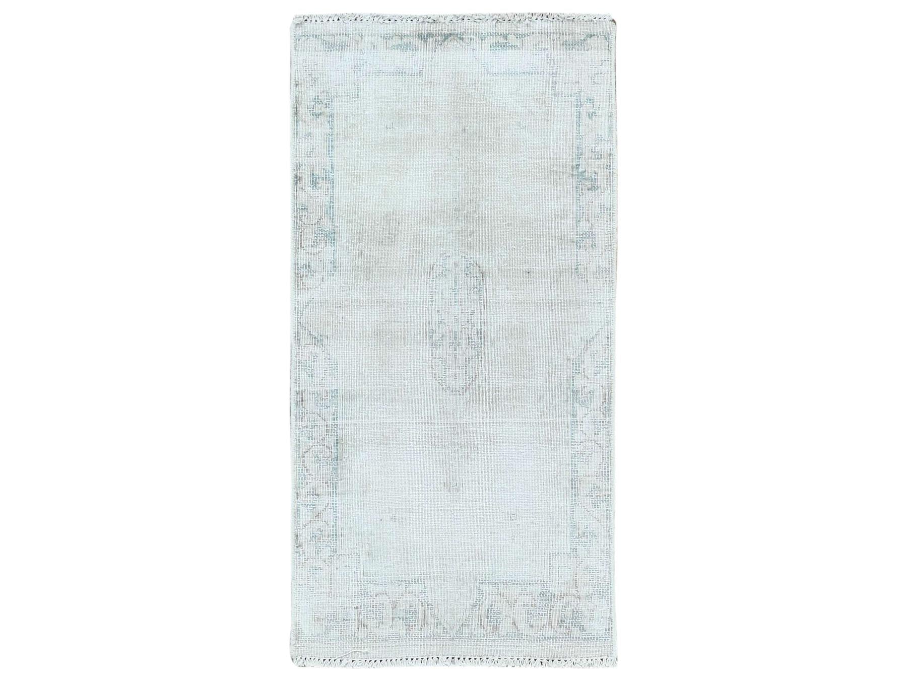 Kerman Vintage hand-knotted worn wool rug in Ivory, 1'9" x 3'6" — SKU O081977
