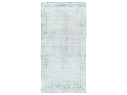 Kerman Vintage hand-knotted worn wool rug in Ivory, 1'9" x 3'6" — SKU O081977
