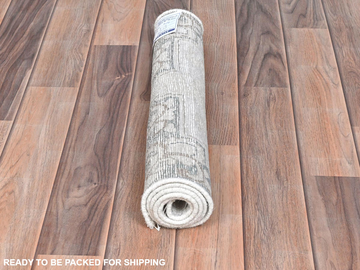 Kerman Vintage hand-knotted worn wool rug in Ivory, 1'9" x 3'6" — SKU O081977 (view 5)