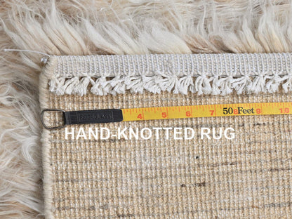 Beige 3'0" x 3'0" Modern and Contemporary Hand knotted Wool Rug - Sku: O082021