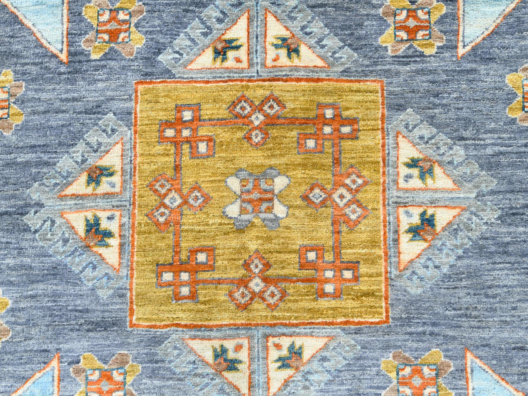 Tribal & Geometric hand-knotted wool rug in Gray & Light Blue, 8'3" x 9'7" — SKU O082029 (view 8)
