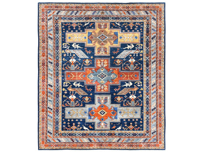 Blue 8'4" x 9'7" Tribal & Geometric Hand knotted Wool Rug - Sku: O082030