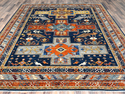 Blue 8'4" x 9'7" Tribal & Geometric Hand knotted Wool Rug - Sku: O082030