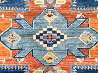 Blue 8'4" x 9'7" Tribal & Geometric Hand knotted Wool Rug - Sku: O082030