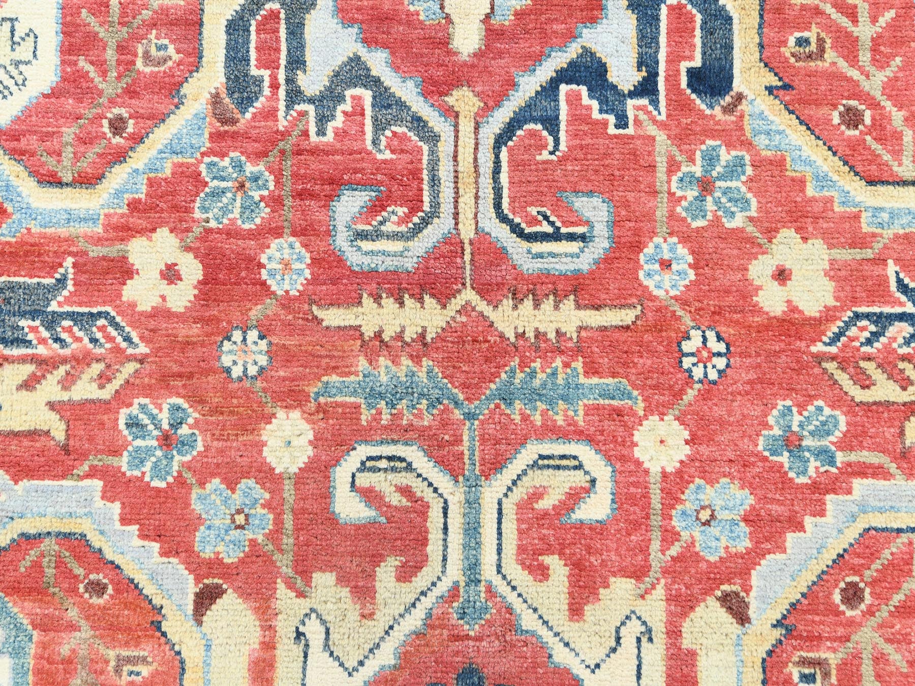 Peshawar Heriz hand-knotted wool rug in Red & Ivory, 9' x 12' — SKU O082151 (view 8)