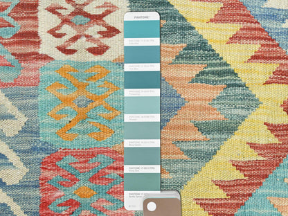 Kilim Flat-Weave hand-knotted wool rug in Multicolored & Colorful, 2'10" x 4'8" — SKU O082204 (view 4)